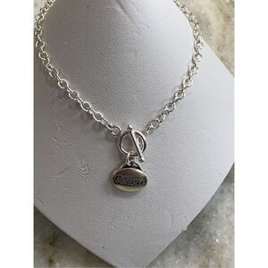 .925 Sterling Silver Chain Bracelet Believe Charm